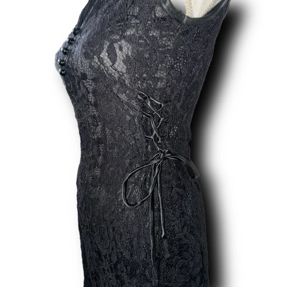 Vintage Whimsigoth Mandarin Collar Dress with Corset Lace Sides